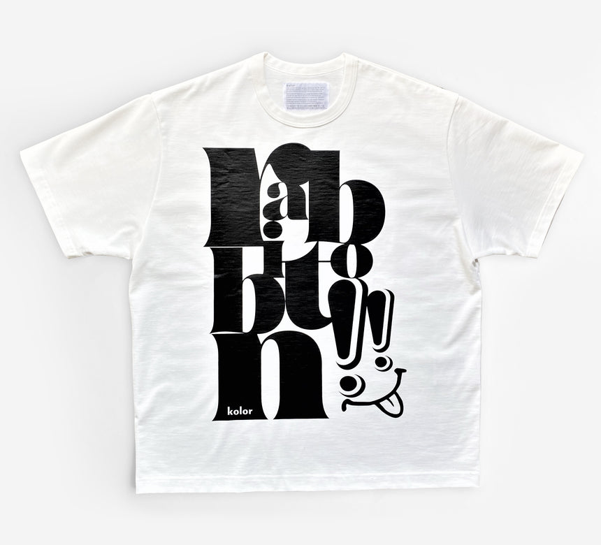 rabboton×kolor Tシャツ｜白×黒（オーガニック・コットン素材）